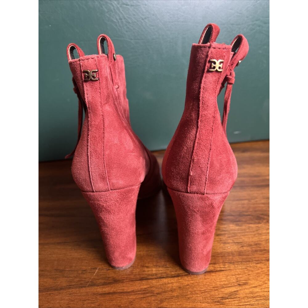Sam Edelman Niomi Pull On Pointed Toe Ankle Bootie Paprika Red Suede Size 9.5 - Picture 3 of 11